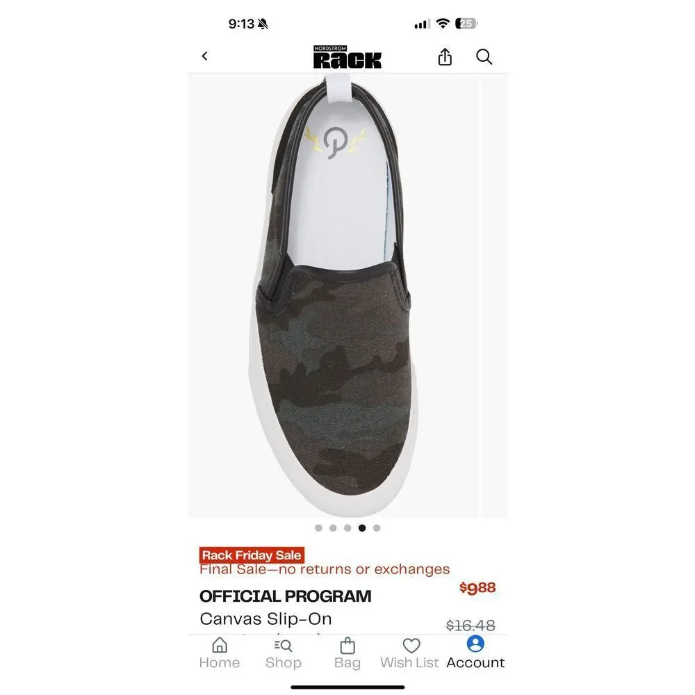 NWT Official Program big boy’s canvas slip on sneakers in camo/black/white Size - Picture 4 of 10